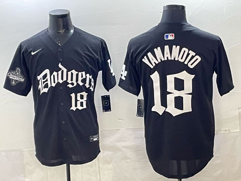 Men 2026 Nike Los Angeles Dodgers #18 Yamamoto Black Game MLB Jersey 011